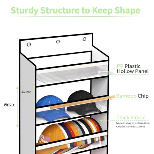 White 8-Tier Over-the-Door Hat Rack for Baseball Caps Large Capacity Organizer