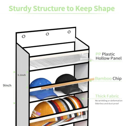 White 8-Tier Over-the-Door Hat Rack for Baseball Caps Large Capacity Organizer