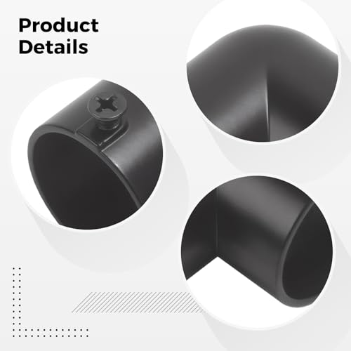 90 Degree Corner Curtain Rod Connector Stainless Steel Elbow Pipe Fitting Black Set of 2