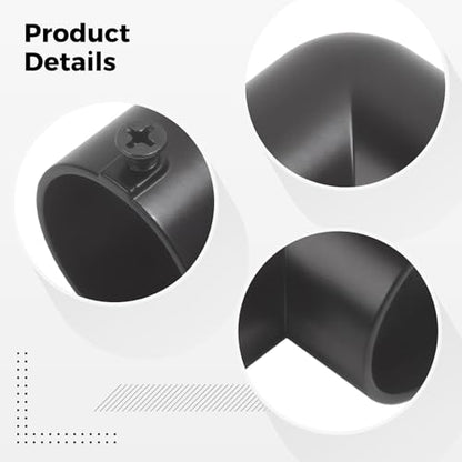 90 Degree Corner Curtain Rod Connector Stainless Steel Elbow Pipe Fitting Black Set of 2