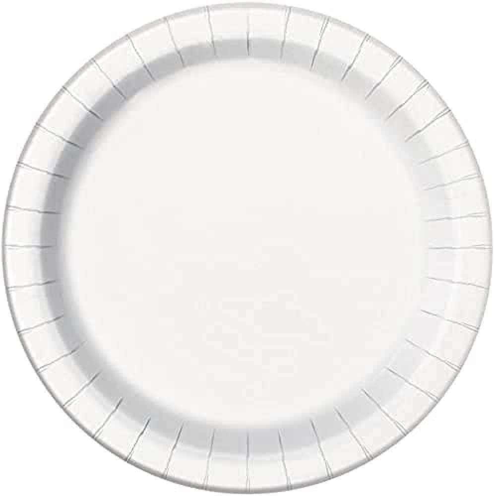 White Round Paper Dinner Plates - 9-Inch, 8 Count | Ideal for Parties, Showers & Special Events