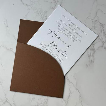 Wedding Invitation Pocket Folder 10 Pack for 5x7 Cards - Variation of Coffoe / 10