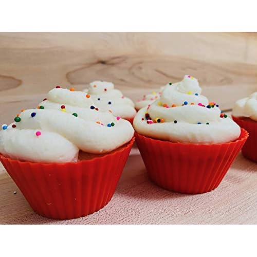 Fox Run Red Silicone Muffin and Cupcake Liners, Set of 12 Standard Size Wrappers