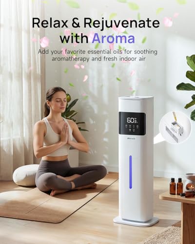 Large Room Humidifier with 8L Tank & Auto Humidity Control - White