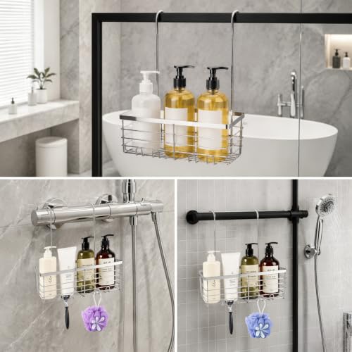 Hanging Shower Caddy for Seniors & Mobility Impaired - Bathroom Storage Rack with Hooks