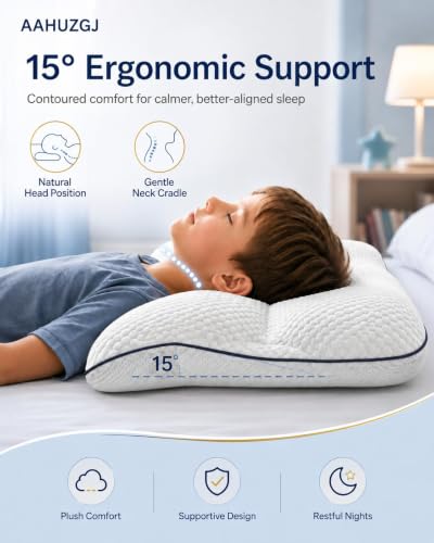 Kids Posture Pillow with Cervical Support - Ergonomic Neck Support, Cooling Memory Foam, 3-8