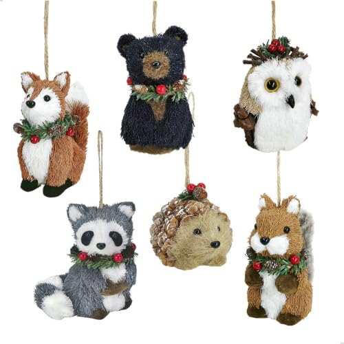 Forest Friends Woodland Animal Christmas Ornaments Set of 6 - Rustic Holiday Decor