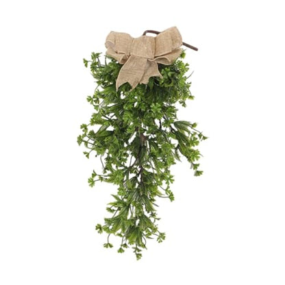 Artificial Four Leaf Clover Teardrop Swag Wreath for Door & Wall Decor