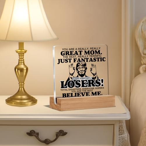 Funny Acrylic Office and Home Sign - Just - 4 x 4 Inches - Gifts for Mom from Daughter or Son