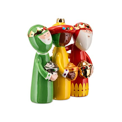 Nativity Scene Figurine Set - Hand Decorated Porcelain with Three Wise Men