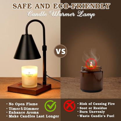 Funistree Black Candle Warmer Lamp with Timer & Dimmable Light - Mothers Day Gift