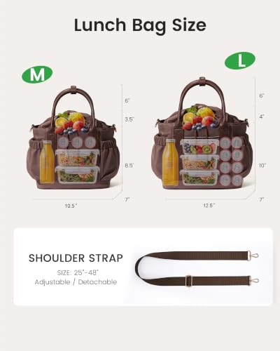 LOVEVOOK Insulated Drawstring Lunch Bag for Women - Brown / 10.5 Inch