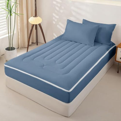 Feelyou Navy Blue Twin Comforter Set Zipper Bedding for Kids Boys Girls