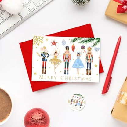 Christmas Greeting Cards Set with Envelopes & Stickers - 24 Pack 4x6 Inch Holiday Note Cards