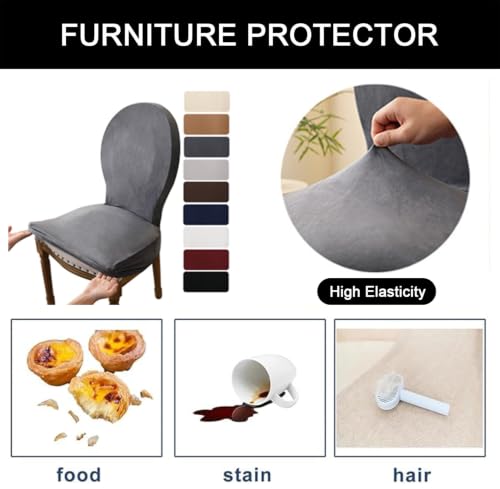 Black Set of 6 Waterproof Round Back Dining Chair Covers - Armless Slipcovers