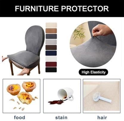 Black Set of 6 Waterproof Round Back Dining Chair Covers - Armless Slipcovers