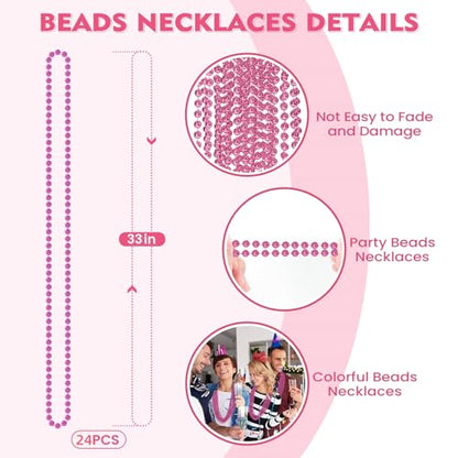 Pink Bead Necklaces - Mardi Gras, Christmas, Valentine's Day Party Favors - Light Pink Variation