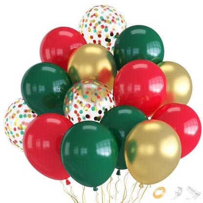 Red Green Gold Balloons 70 Pack for Christmas Party - Variation: Red Green