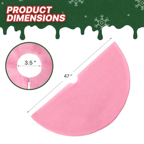 Pink Faux Fur Christmas Tree Skirt - Festive Holiday Decor, 47 Inch