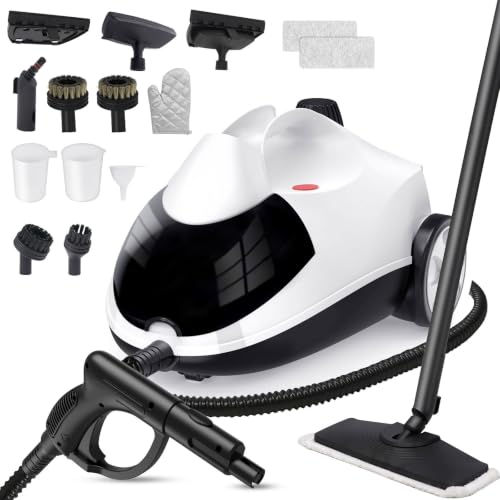 White 1.5L Multi-Surface Steam Cleaner with 8 Accessories - Fast Heating, Heavy Duty
