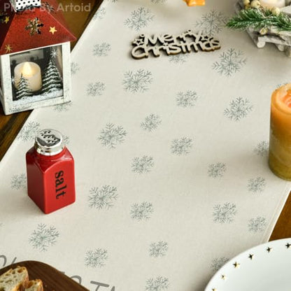 Christmas Table Runner 13x108 Inch Pine Tree Holiday Decor Beige - Durable Polyester