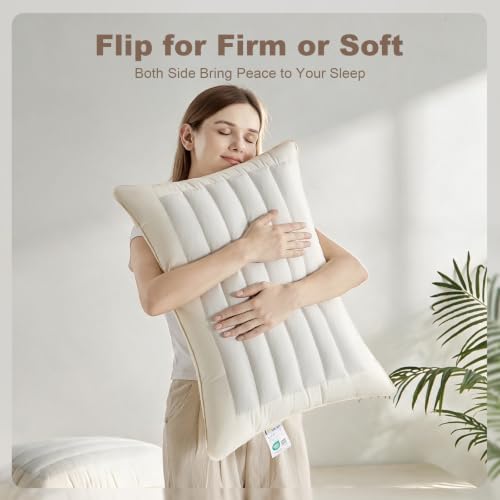 Organic Buckwheat Pillow 20x26 Inches Dual Firmness Support White