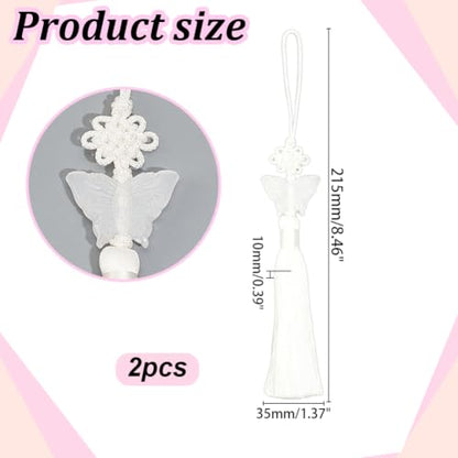 White Butterfly Norigae Tassel Charm Set for Hanbok & Accessories - 3 Pieces