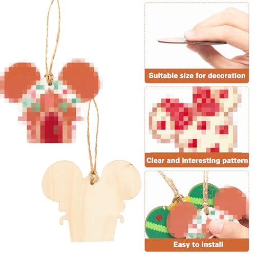 Christmas Mouse Wooden Hanging Ornaments Set - Festive Holiday Decor