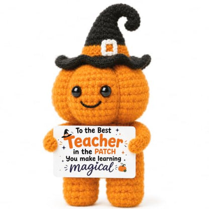 Halloween Teacher Gift Pumpkin Crochet Witches Hat Decor - Fall Appreciation