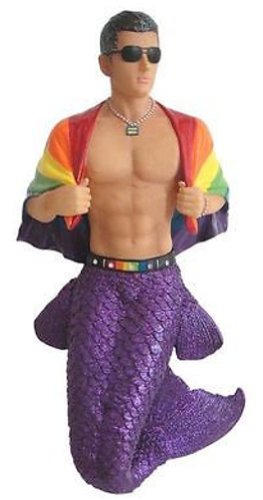 Christmas Holiday Ornament - Pride Merman Hand Painted Resin Decor, 7.5 Inch Collectible