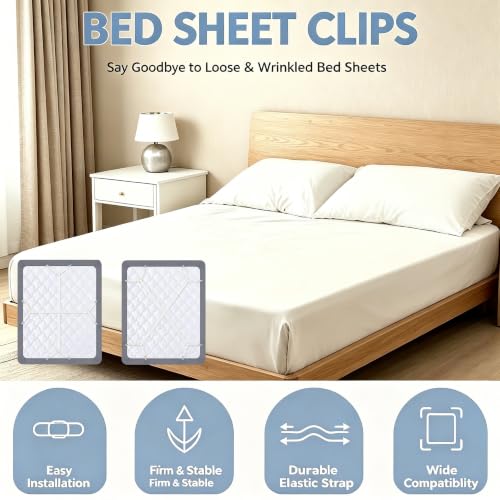 Adjustable Bed Sheet Straps Black 2pcs - Fitted Sheet Holders for All Mattress Sizes
