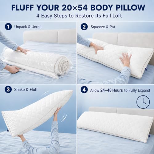 KISSKI Cooling Body Pillow for Adults - Cloud White Memory Foam Long Pillow