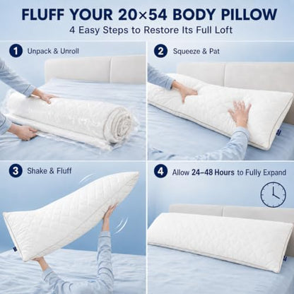 KISSKI Cooling Body Pillow for Adults - Cloud White Memory Foam Long Pillow
