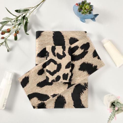 ALAZA Beige Leopard Spots Towel Set - 3 Piece Bathroom Linen Multi13