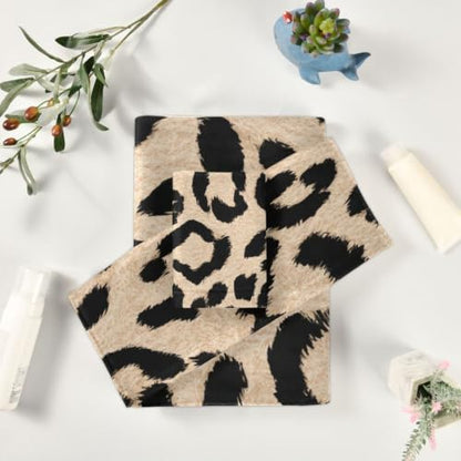 ALAZA Beige Leopard Spots Towel Set - 3 Piece Bathroom Linen Multi13
