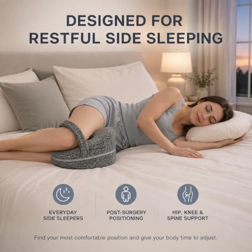Knee Pillow for Side Sleepers with Strap - Memory Foam Support for Sciatica & Post-Surgery