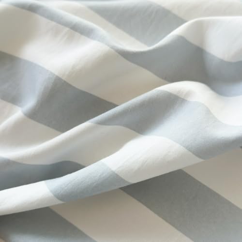 Queen Reversible Striped Comforter Set - Light Blue Bedding