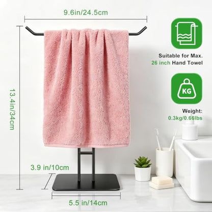 T-Shape Hand Towel Holder Stand for Bathroom Kitchen Black Stainless Steel