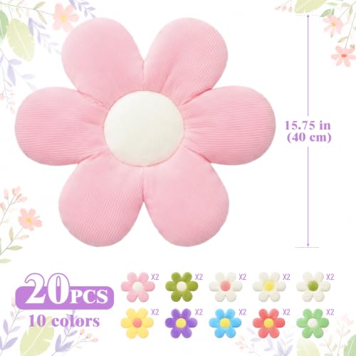 Flower Shaped Floor Pillows Set - 20 Colorful Daisy Plush Cushions for Home & Living