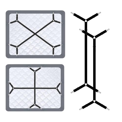Adjustable Bed Sheet Straps Black 2pcs - Fitted Sheet Holders for All Mattress Sizes