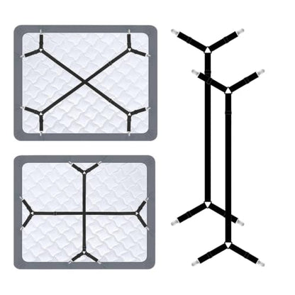 Adjustable Bed Sheet Straps Black 2pcs - Fitted Sheet Holders for All Mattress Sizes