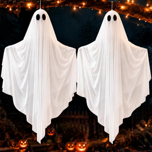 4 FT Hanging Ghost Decorations - Halloween Decor Indoor Outdoor 2 Pack