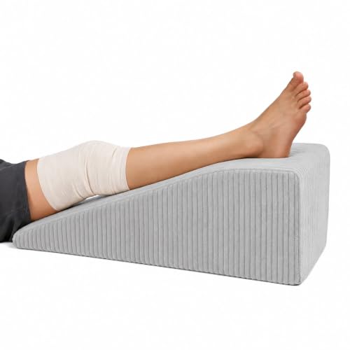 Grey Leg Elevation Wedge Pillow for Post-Surgery Recovery Memory Foam Support