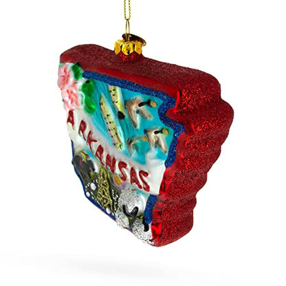 Arkansas State Symbols Glass Christmas Ornament - Handcrafted Holiday Decor