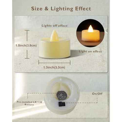 Amagic 12/24/50/100/150 Pack Battery Operated Tea Lights Candles, Fake Tealights Candles, Flameless LED Tea Lights for Halloween, Wedding, Votive, Festival, Table Decor(12 Pack, Warm White)