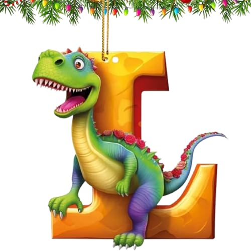 Dinosaurs Christmas Ornaments - Alphabet Letter Cartoon Pendant, Car & Tree Decor, Cute Indoor Dino Figures - Variation of THIS listing