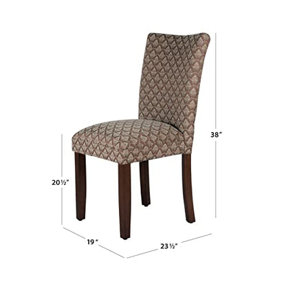 HomePop Parsons Dining Chair - Blue & Brown Damask, Single Pack - Classic Modern Accent