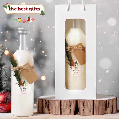 6-Pack 25 oz Christmas Coquito Wine Bottles with Gift Bags and Decorations
