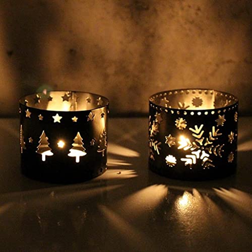 Christmas Iron Hollow Candle Holder Snowflake Design White Snowflake - Holiday Decor
