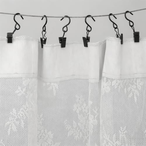 Senkary Black Stainless Steel S Hooks Curtain Clips for Outdoor String Lights - 2.4 Inch